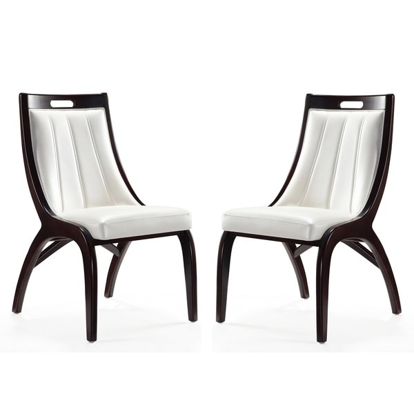 Manhattan Comfort Danube Leatherette Dining Chair  , Set of 2 in Pearl White DC024-PW